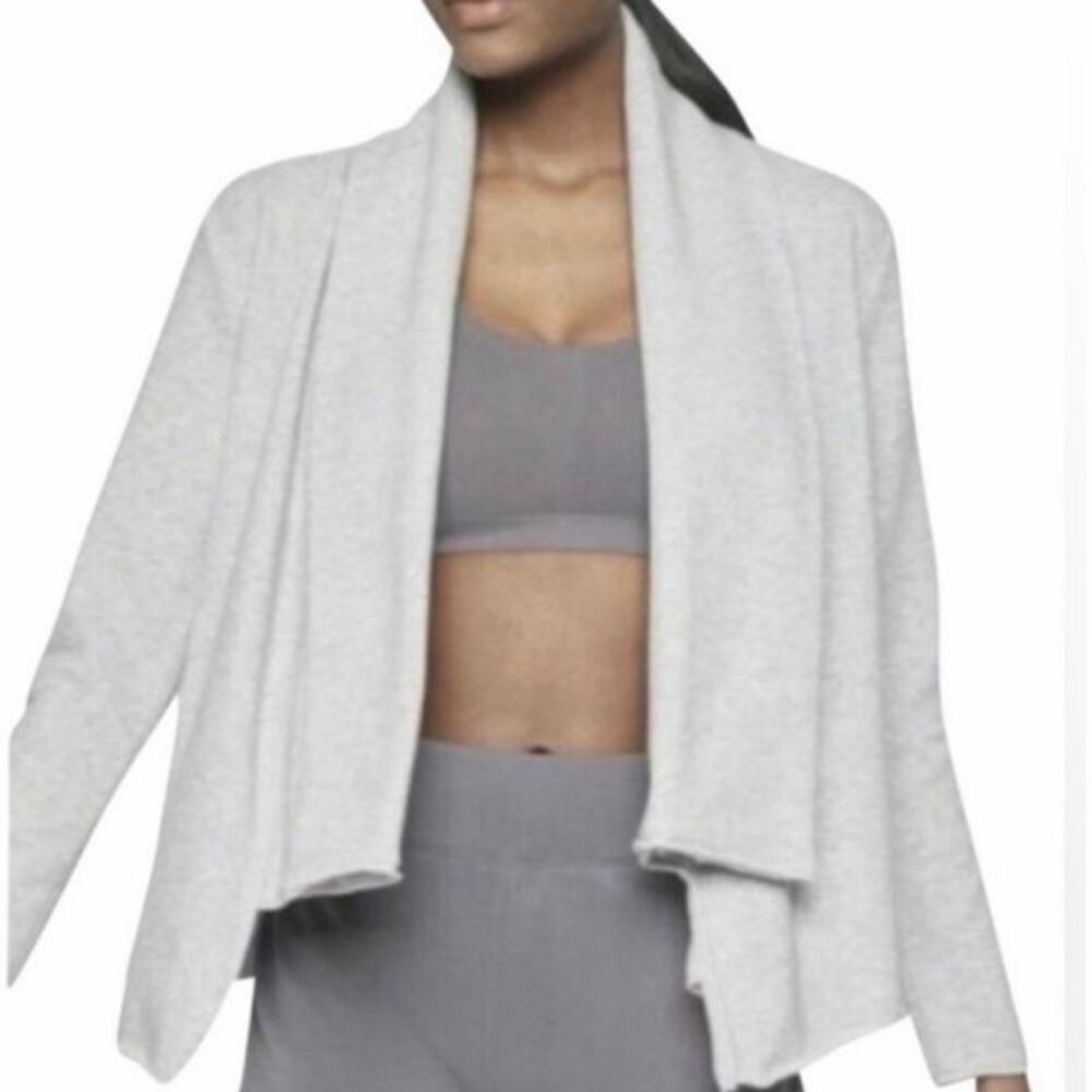 Athleta Tranquility Wrap Cardigan Gray Open Front Yoga Jacket Women’s Size XXS